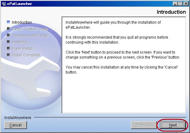 5. The epat Launcher installation will begin. Click Next to continue. 6.