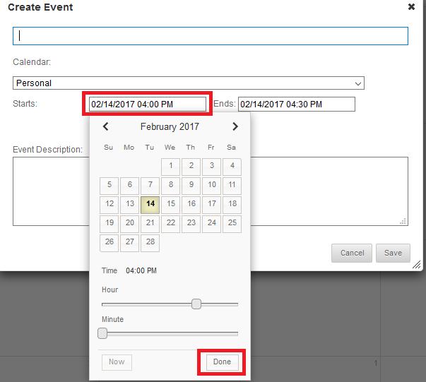 4. Click on the Starts/Ends fields to select dates and