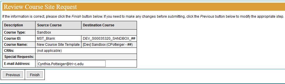 second email once your course has been created.