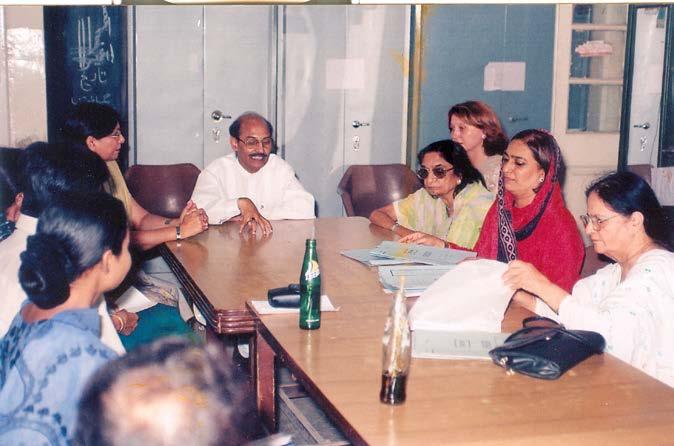 Anwar Ahmed Zai, Chariman, Board of Secondary Education seen here chairing a meeting at the Safia Khan