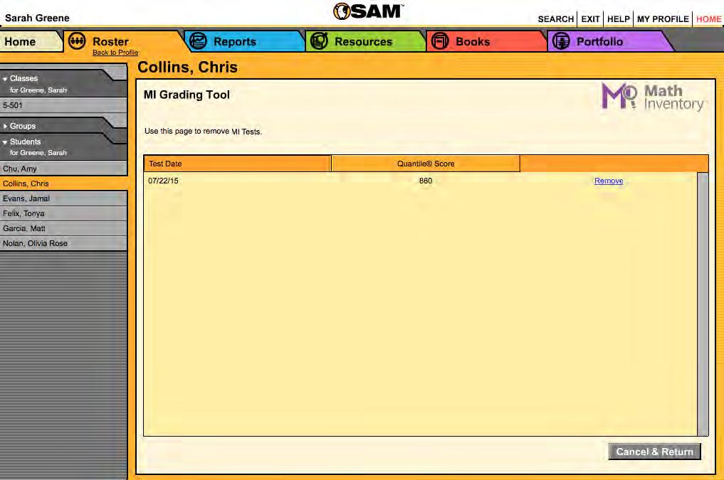 The Grading Tool The Math Inventory Grading Tool allows teachers to track and score students progress on Math Inventory tests. To access the Math Inventory Grading Tool: 1.