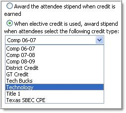 Options Stipends can be awarded to attendees when credit is earned.
