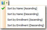 Sorting Views The icon allows the instructor or manager to sort the views of attendees based on name or enrollment.