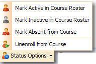 If a course has multiple sessions, additional options for marking an attendee Active and Absent for individual sessions are