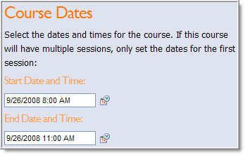 Enter course dates and times. Select Begin Editing Course.
