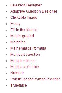 Maple T.A. 10.0 User Guide Basic Walkthrough 12 CREATE A MULTIPLE CHOICE QUESTION 1. Click Questions 2. Click New Question 3. Click Multiple choice 4.