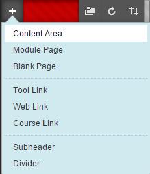 If you need to create a new content area for your Maple TA assignment links, mouse-over the +