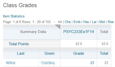 Maple T.A. 10.0 User Guide Gradebook 45 8. Click the name of the assignment at the top of the Grade column 9.