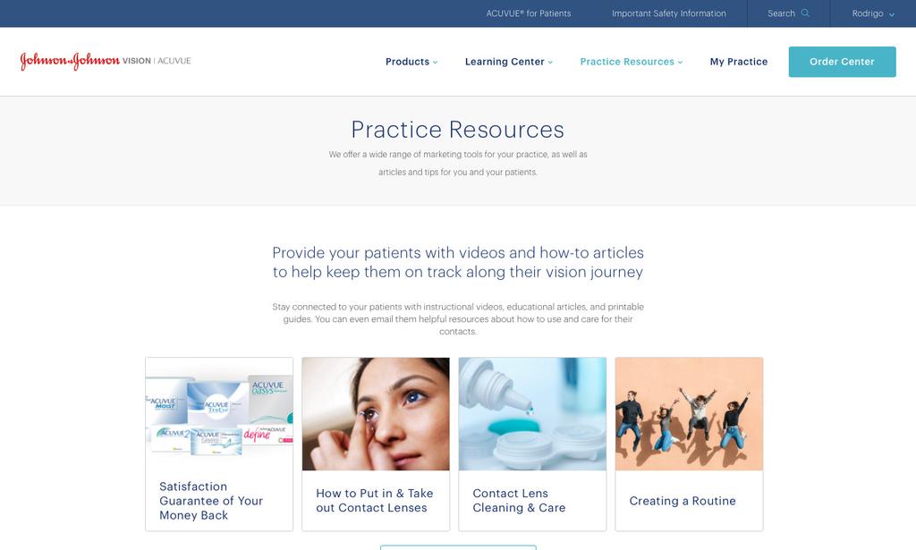 Practice resources (con t): the Practice Resources menu Located between the Learning Center and My Practice menus, the Practice Resources feature puts valuable practice and patient resources at your