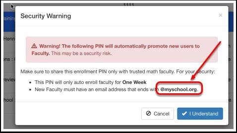 5. Give the generated PIN to your teachers.