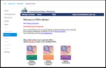 Now CPM material is available for students and teachers within Canvas for the chosen course.
