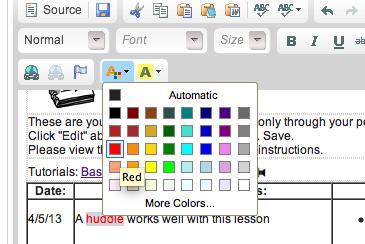 Note: The position of the edit tools changes when your window is resized. 2. To change text color, select text.