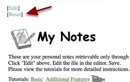 3. To Reset the My Notes back to the original
