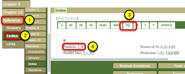 3. Hover over any of the lesson tabs to find problem numbers. 4.