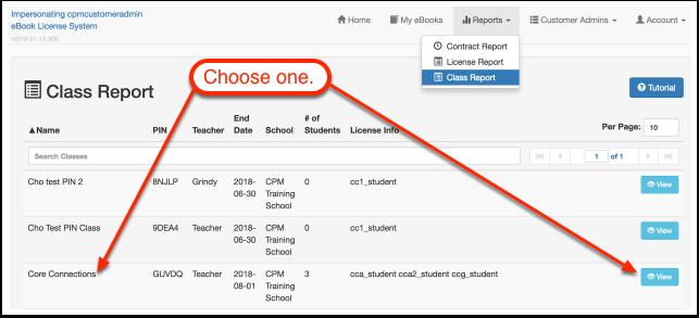 Customer Admin: Find Specific Class information This article discusses information available for classes in the customer admin view. Select a class. Click on the class title (or) Click 'View'.