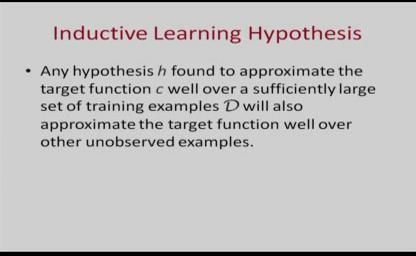 examples. So, you cannot come up with the correct hypothesis by logical being by you know which is which is guaranteed to be true without seeing all the training examples.