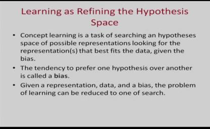 (Refer Slide Time: 29:59) And learning can be looked upon as searching through the hypothesis space.
