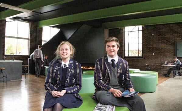 Year 12 students Renee Collins and Oliver Mayhew-Sanders in the new Year 12 common room that opened earlier this term.