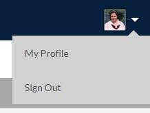 Sign Out of the Dashboard To sign out, click on the down arrow next to your avatar in the upper right corner (in the dark blue header bar), and choose