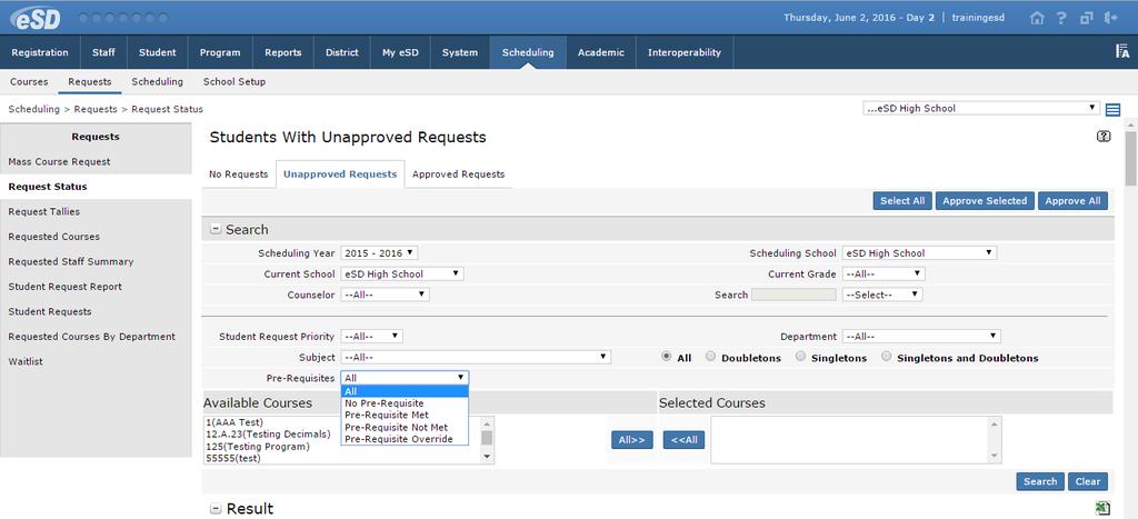 From the Unapproved Requests tab, users can view all outstanding unapproved requests.