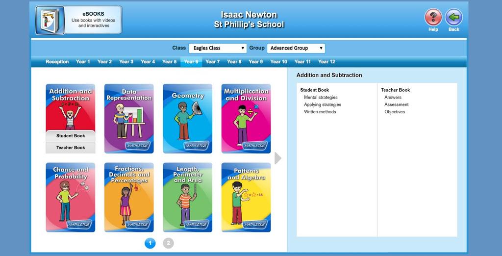 All available ebooks are displayed here. Click any ebook to view its contents. Hovering over will display the option to access the full Student or Teacher edition.