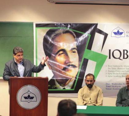 Events Iqbal Day Celebrations: LUMS library celebrates Iqbal s birth anniversary The Gad and Birgit Rausing Library celebrated Allama Iqbal s 140th birthday at LUMS with great fervour on November 15,