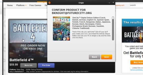 Confirm the code is for SimCity and click Next. STEP 11.