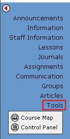 Accessing Journals Step 3: Click on the Course/Organization Journal item to access the course/organization Journal Note: If the Course Journal contains no entries you will see the message There are
