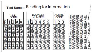 Accommodated Testing Pages 10-11 Accommodations test booklets have 5-digit form codes