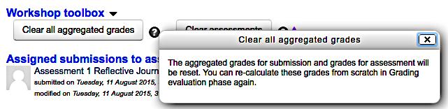 Figure 18 Help information for Clear all aggregated grades To delete students assessments, click Clear assessments (Figure 19).