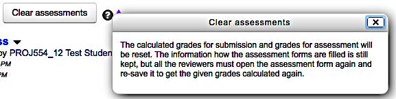 Figure 19 Question mark icon displays Help information for the Cler Assessments option To override individual grades, enter a grade for the submission in the subject s Moodle Gradebook.