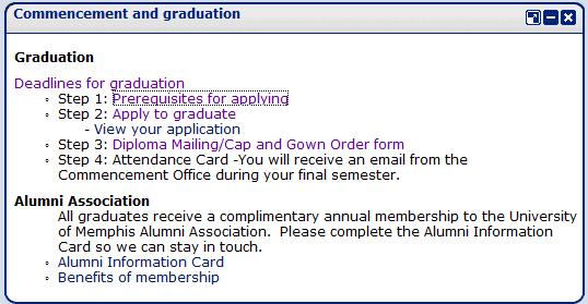 View Application to Graduate Displays all applications submitted; shows graduation date/term, curriculum, and diploma mailing address; diploma name will show once submitted via the Cap and