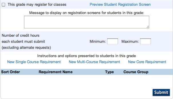 Creating Student Course Request Pages You must create new request pages every year. Creating the pages involves several steps. Click the name of the course request page for a grade level.