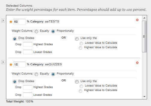 4. Continue to select your categories and click the grey arrow until you have included all the categories for this course. 5.