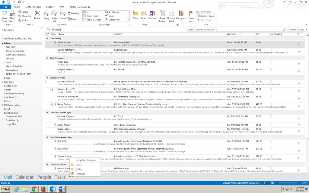 Directions to open Super Calendar in Outlook Go to Outlook, on the bottom of the screen, you will see the options of Mail, Calendar, People, Tasks.