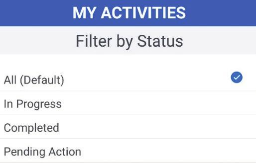 b. To filter by Status, select By Status in the top middle. i. All will automatically be selected, although you can select: 1. Not Evaluated 2. In Progress 3.