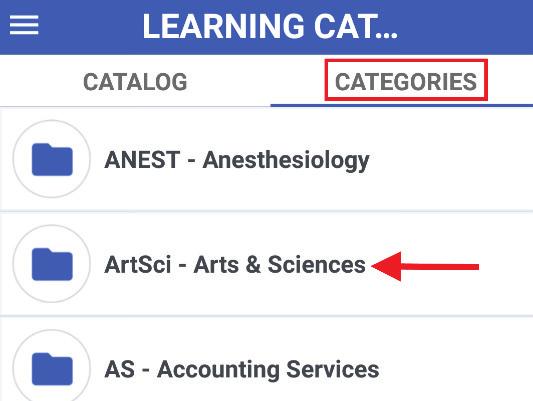 6. Select a category to see all the associated training. 7. Select a course. 8.