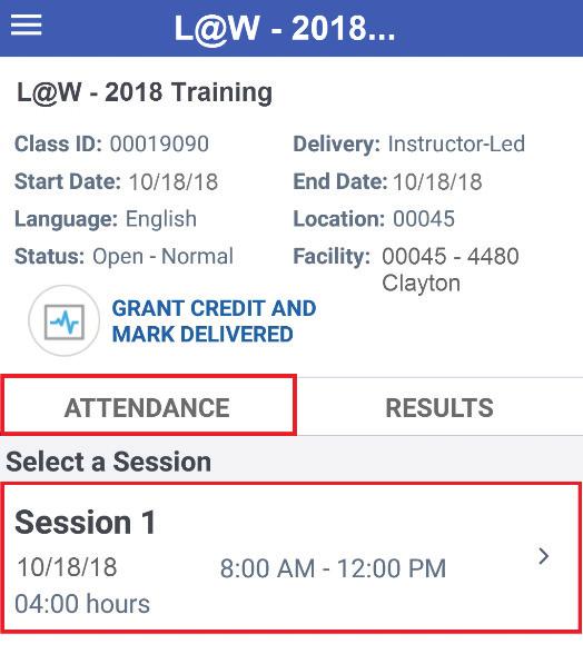 5. Select the Attendance tab and then the session.