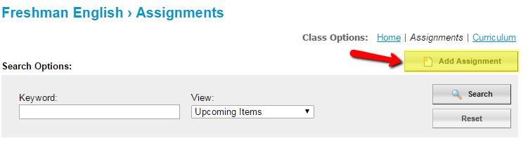Go to the CLASSROOM menu item and click on the ASSIGNMENTS tab.
