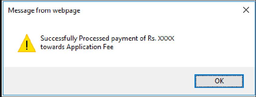 10. After payment you will receive a Successful Payment message 12. Click OK Button.