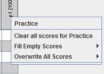 Changing Scores There are three options to make changes to scores once they have been entered: Clear all scores, fill empty scores, and overwrite all scores.
