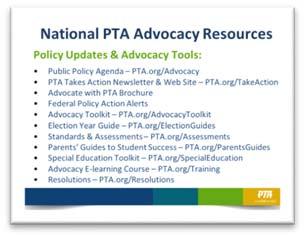 1 MINUTE Promote Other Advocacy Resources Here is a listing of other resources available to you. Visit our web site at PTA.