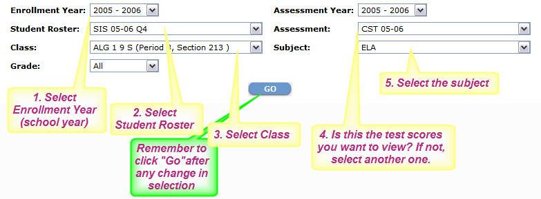 1.2.1 Step 1: Select the student roster and the assessment On which class do you want data?
