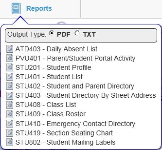 Class Reports ATD201 Daily Attendance Profile lists all the absences and tardies for each individual student. Clicking on it under Class Reports prints a report for each student in the class.
