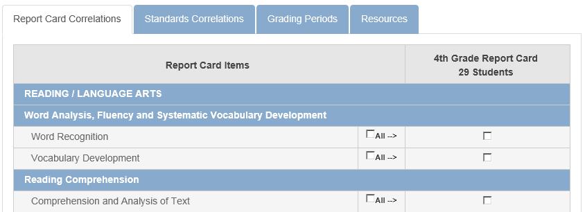 12. For Standards-based Report Cards(K-5), each assignment must be associated with one or more lines on the report card.