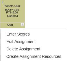 Entering Grades Using the Assignment Score Entry Screen To enter grades using the Assignment Score Entry screen: 1.