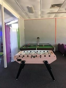 We still have our awesome Arcade Zone with our super fun air hockey table and soccer table.