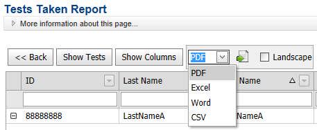 2. Click to export the report. 3. The report opens in the supporting application, and you can print it out from there.
