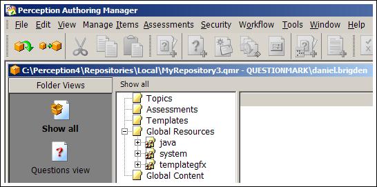 Additional topic and assessment folders can be created from within Authoring Manager once you have accessed your repository.