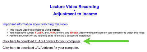 Appendix A - Setting up Flash & Java If the video link is not working for you then you may need to install and/or